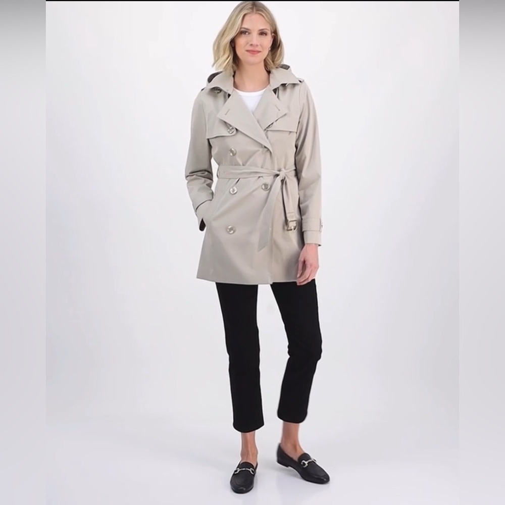 MICHAEL Michael Kors | Women's Double-Breasted Belted Hooded Coat | Size M